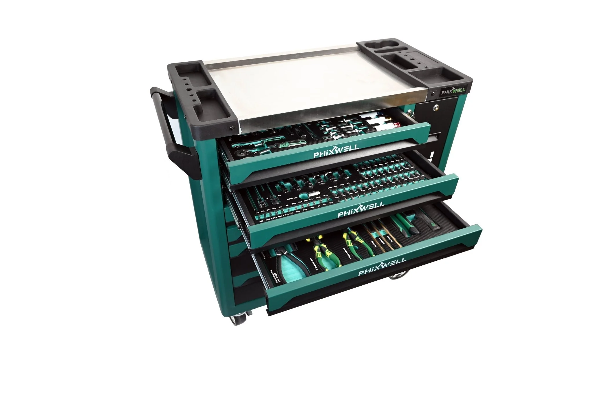 7-Drawer Tool Cabinet with 300+ Piece Tool Set – Heavy-Duty Steel Rolling Trolley Full Socket, Ratchet, Bit & Wrench Kit SKU 2505281 - Image 4