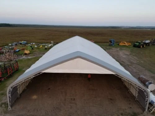 70 Ft Wide Double Truss Storage Building – Heavy-Duty 26.5oz PVC with Dual Winch Doors - Image 18