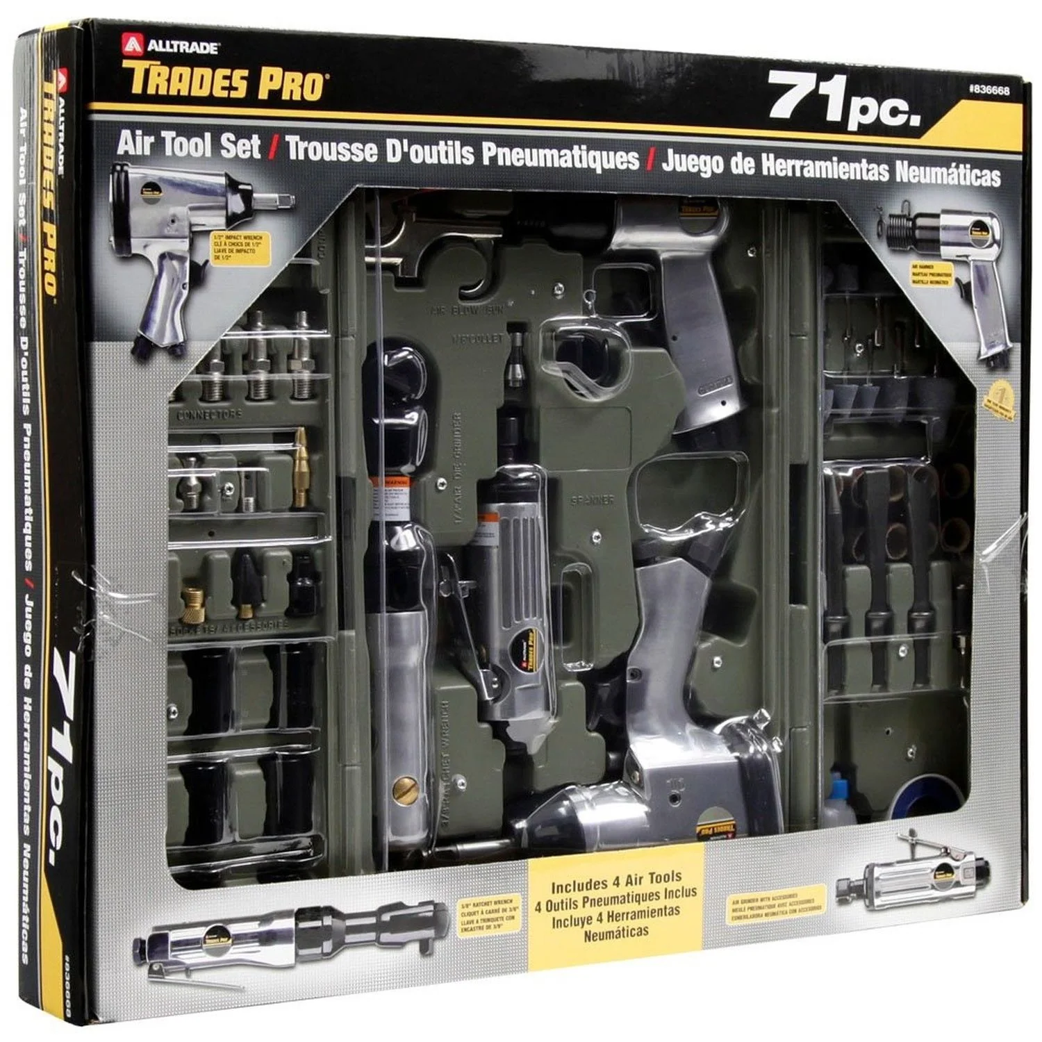 71-Piece Air Compressor Tool Kit Impact, Ratchet and Chisel Accessories F2621Z - Image 2