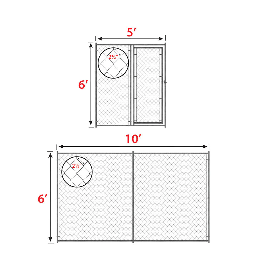 72″ × 10′ × 20′ Galvanized Chain Link Multi-Run Dog Kennel Kit with Divider Panels & Gates – 4-Run System 1711614 - Image 3