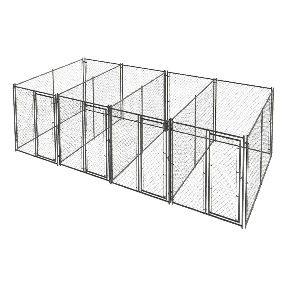 72″ × 10′ × 20′ Galvanized Chain Link Multi-Run Dog Kennel Kit with Divider Panels & Gates – 4-Run System 1711614 - Image 4