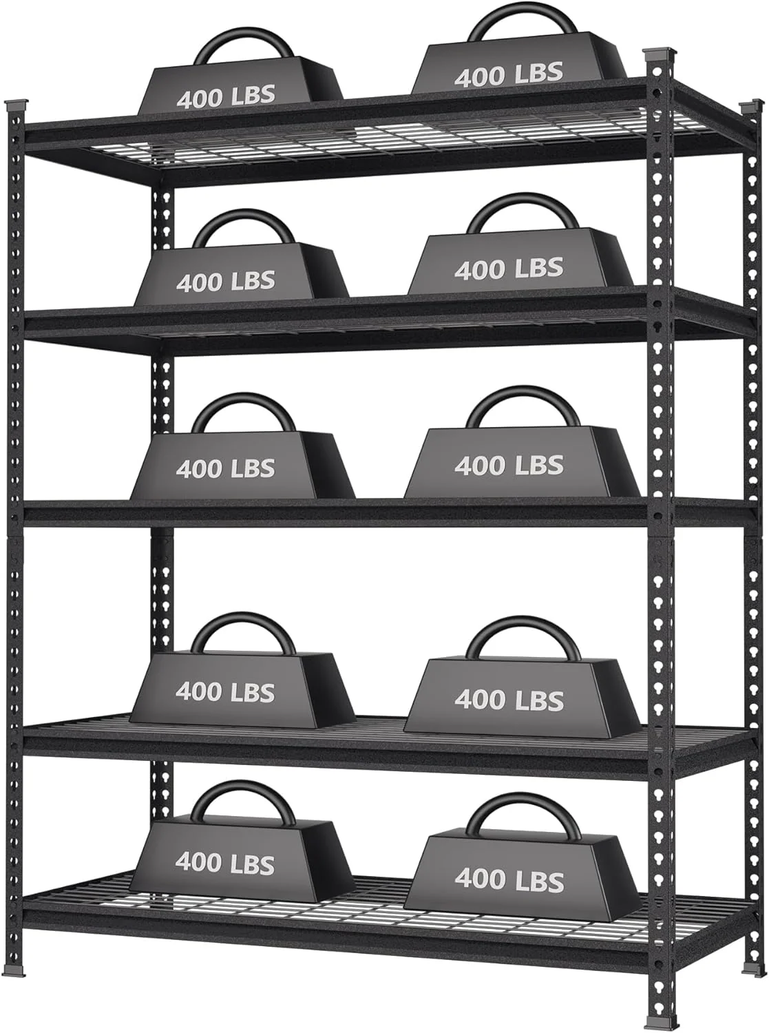 Heavy-Duty 5-Tier Metal Wire Storage Rack – 72" × 47" × 24" Garage Shelving Unit, 2200 lb Capacity | RS724724B - Image 3