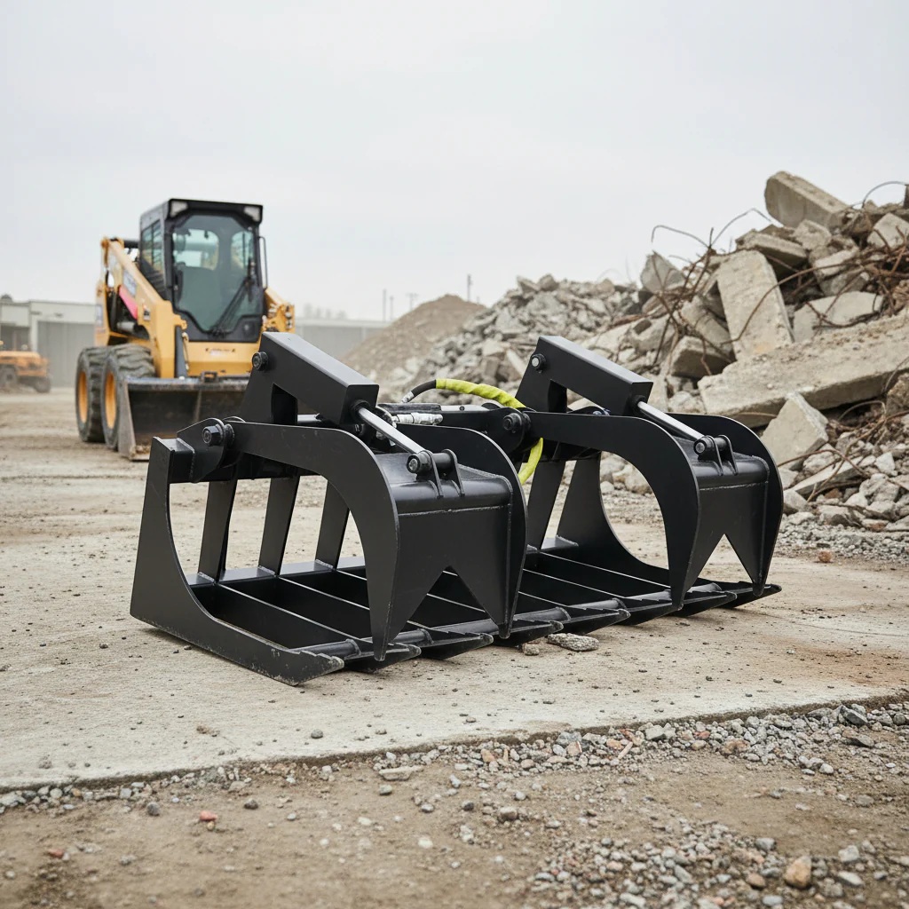 72" & 84" Rock Grapple Buckets for Skid Steer – Heavy-Duty with Dual Hydraulic Cylinders