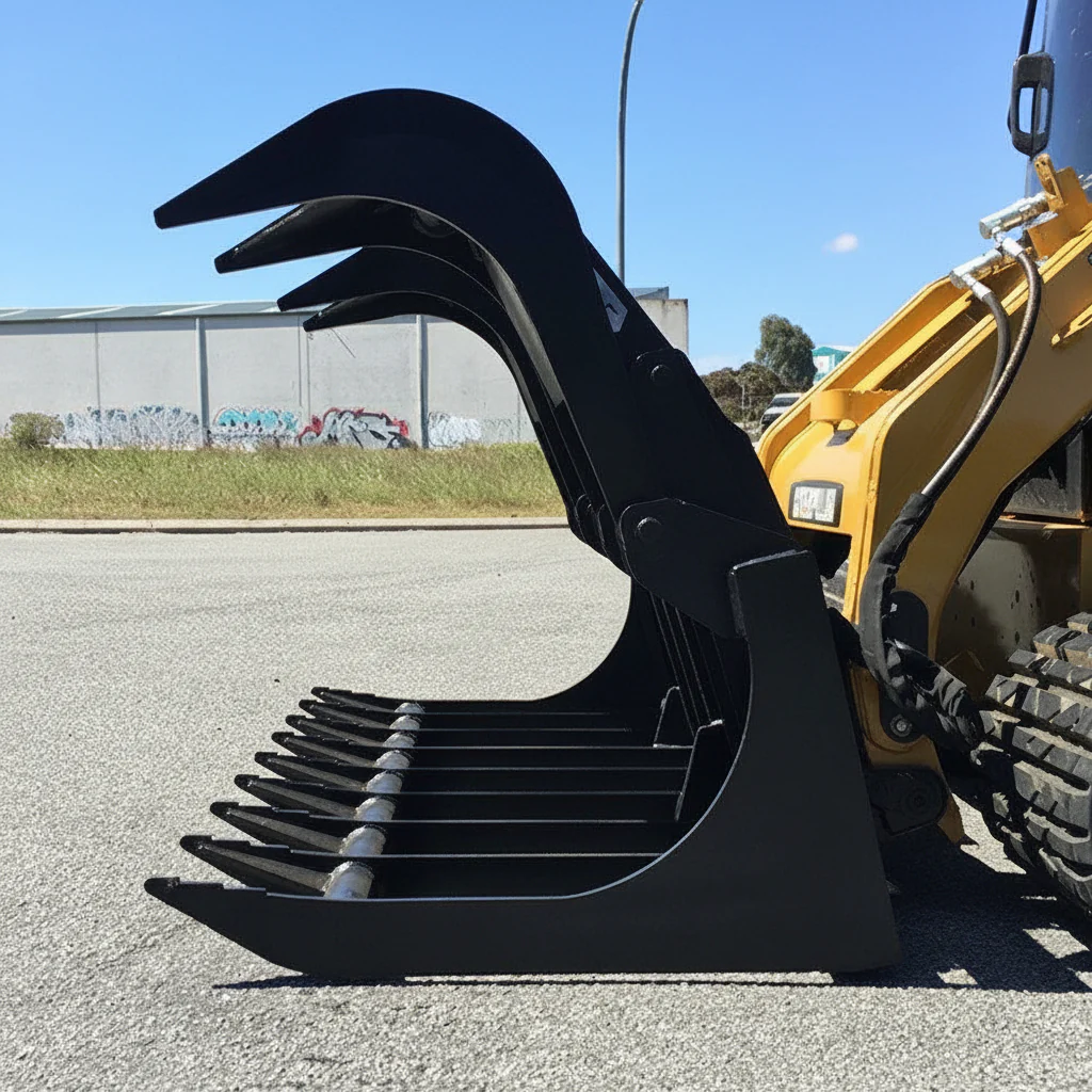 72" & 84" Rock Grapple Buckets for Skid Steer – Heavy-Duty with Dual Hydraulic Cylinders - Image 4