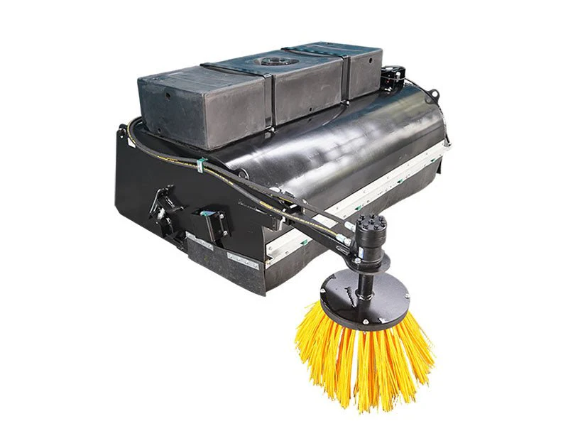 72" Skid Steer Box Broom Sweeper with 200L Water Spray System – Dust Control Sweeper Attachment 72MP1140