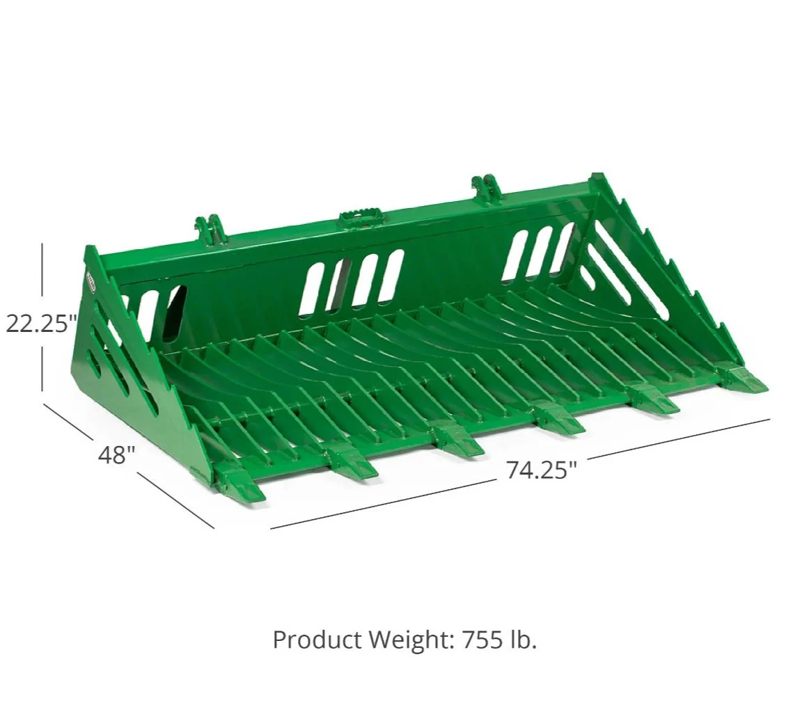 72" Heavy-Duty Rock Bucket with Teeth for John Deere Tractors – Model RTB1830 - Image 5