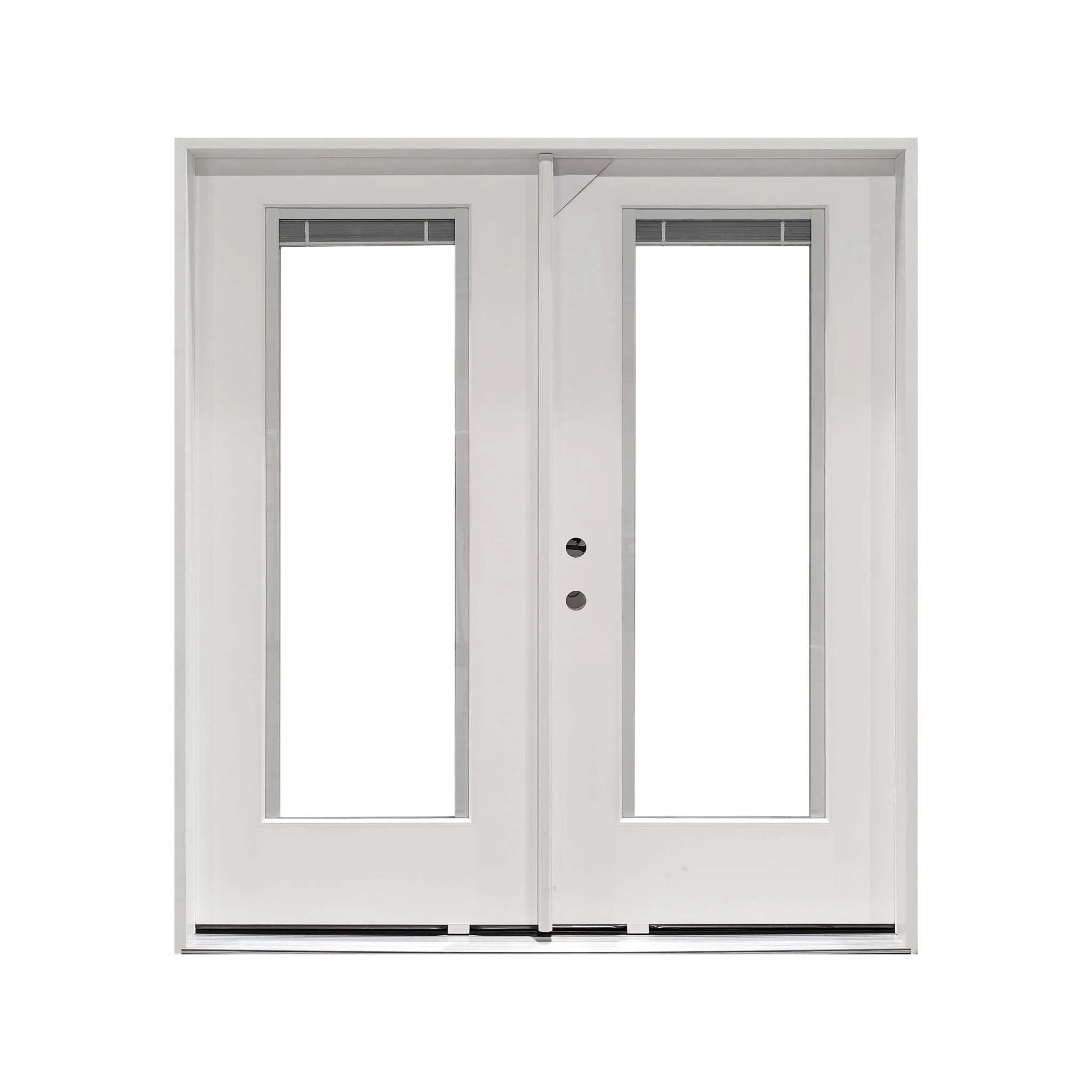 72x80 Double Fiberglass Door with Built-In Blinds Clear Glass Prehung Smooth White Finish Left or Right Active FG00DDLH FG00DDRH - Image 2