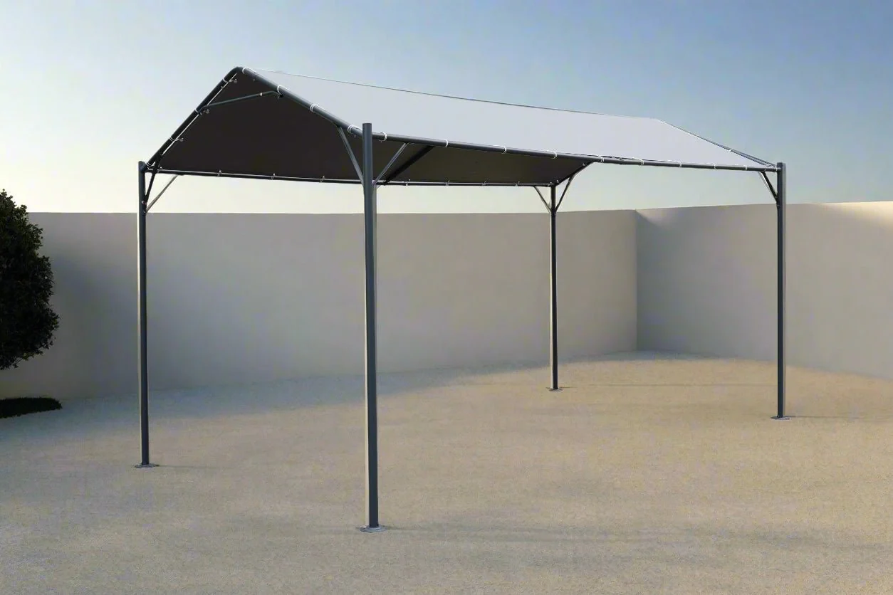 8.2x14.7 FT Gray PVC Carport Shelter – Heavy-Duty Outdoor Canopy Cover | 1228204