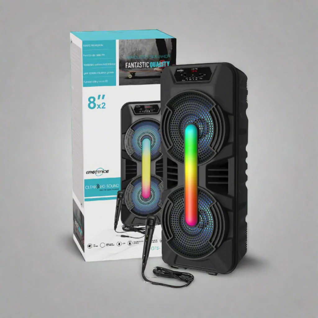 8" Bluetooth Party Speaker with Mic – Rechargeable Sound System, USB/TF/FM, Dual 10W Output | GTS1702 - Image 2