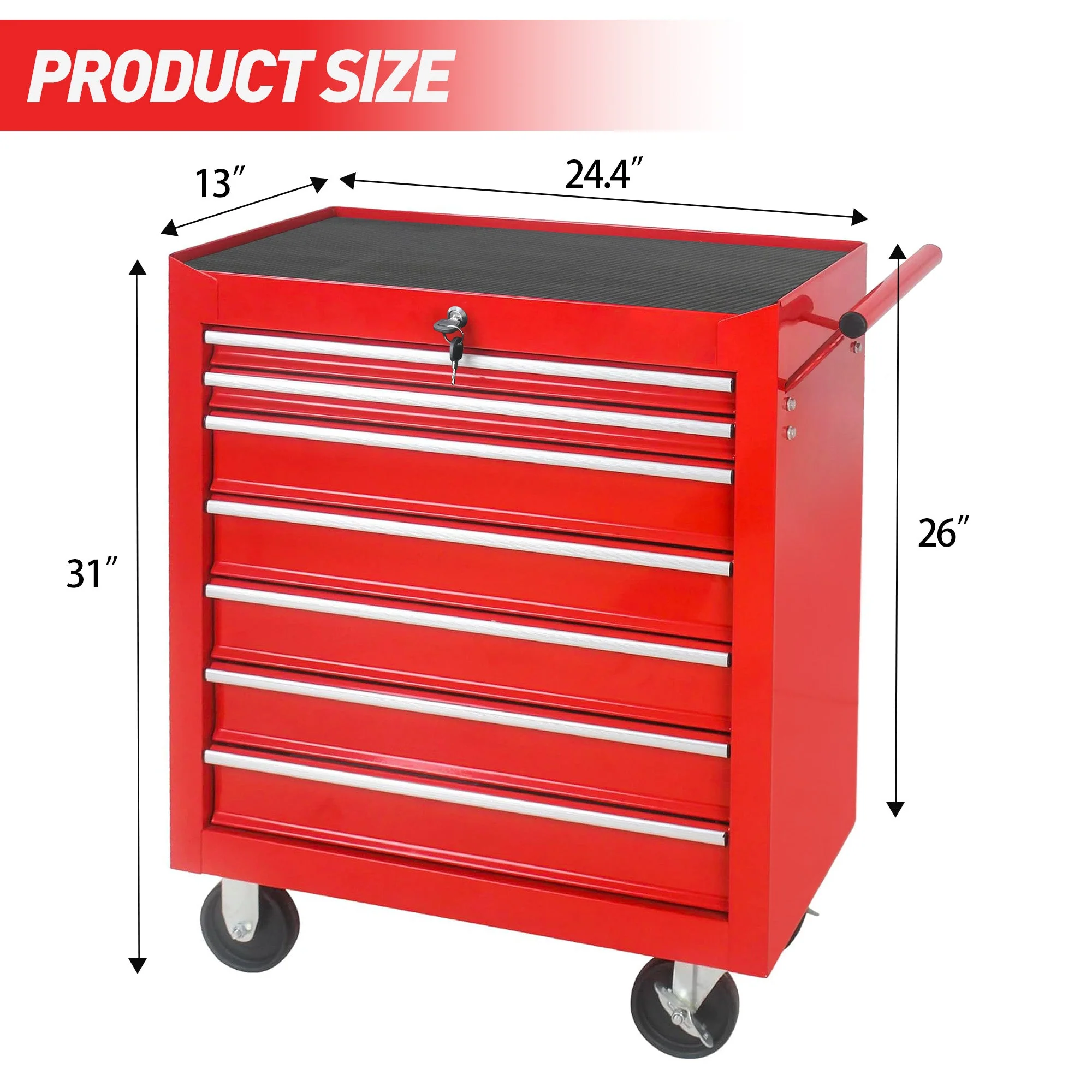 7 Drawer Garage Tool Cabinet Heavy Duty Steel Rolling Storage with Casters 31307 - Image 13