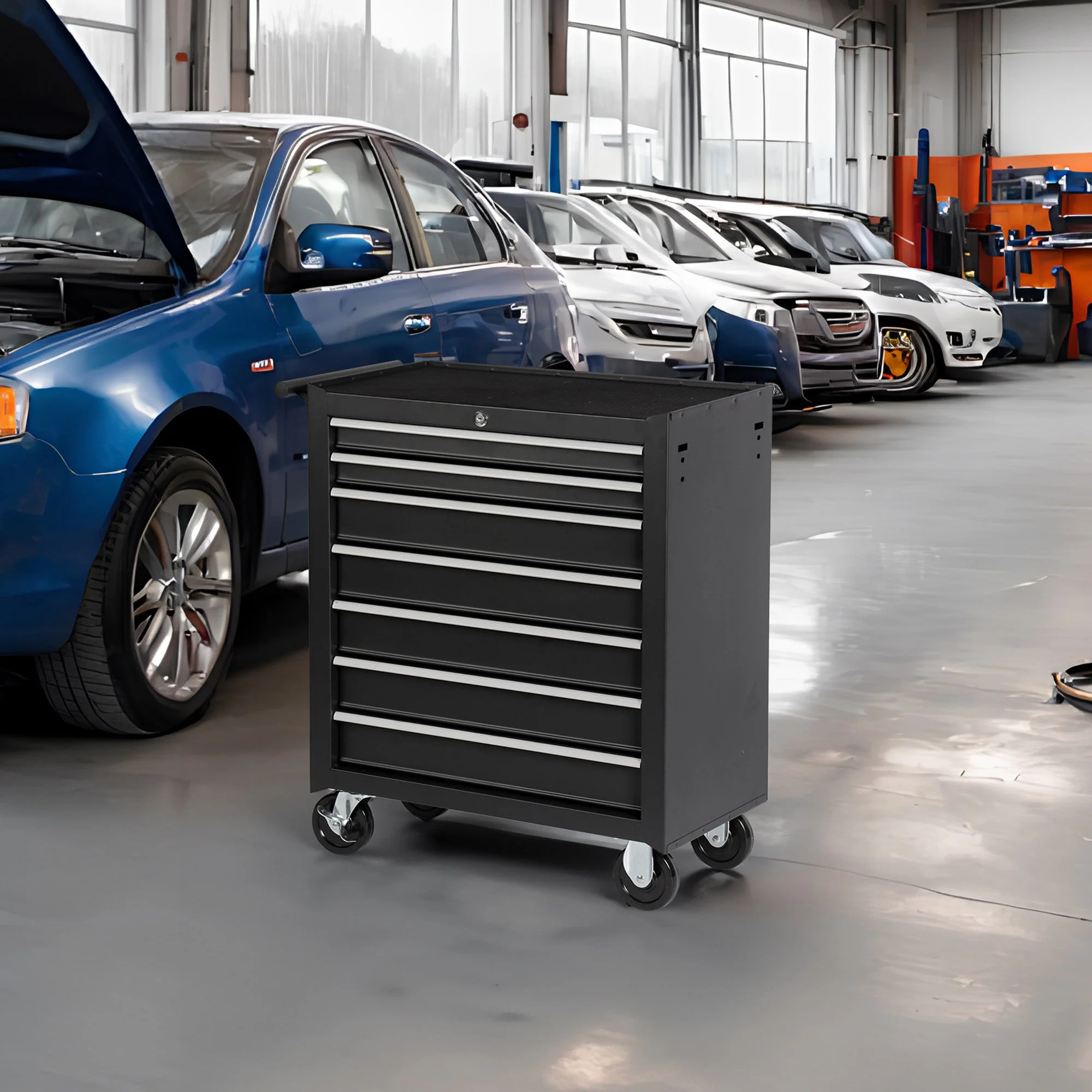 7 Drawer Garage Tool Cabinet Heavy Duty Steel Rolling Storage with Casters 31307 - Image 7
