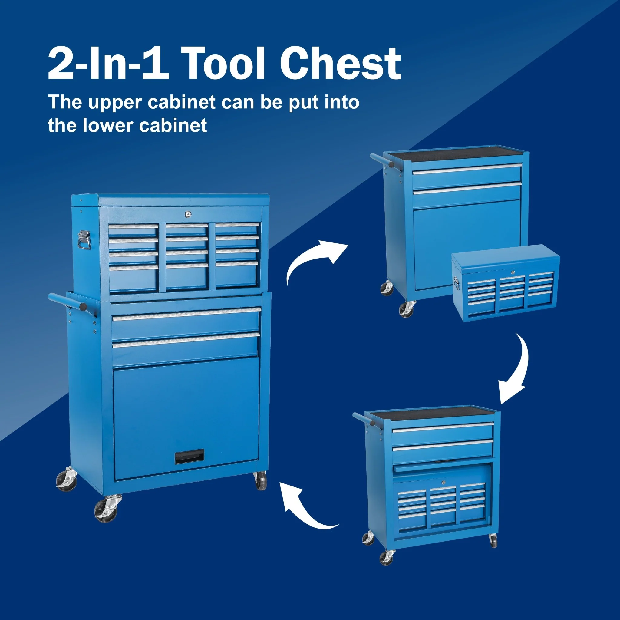 8 Drawer Rolling Tool Cabinet with Casters Heavy Duty Steel Garage Storage – Black Red Blue Orange - Image 14