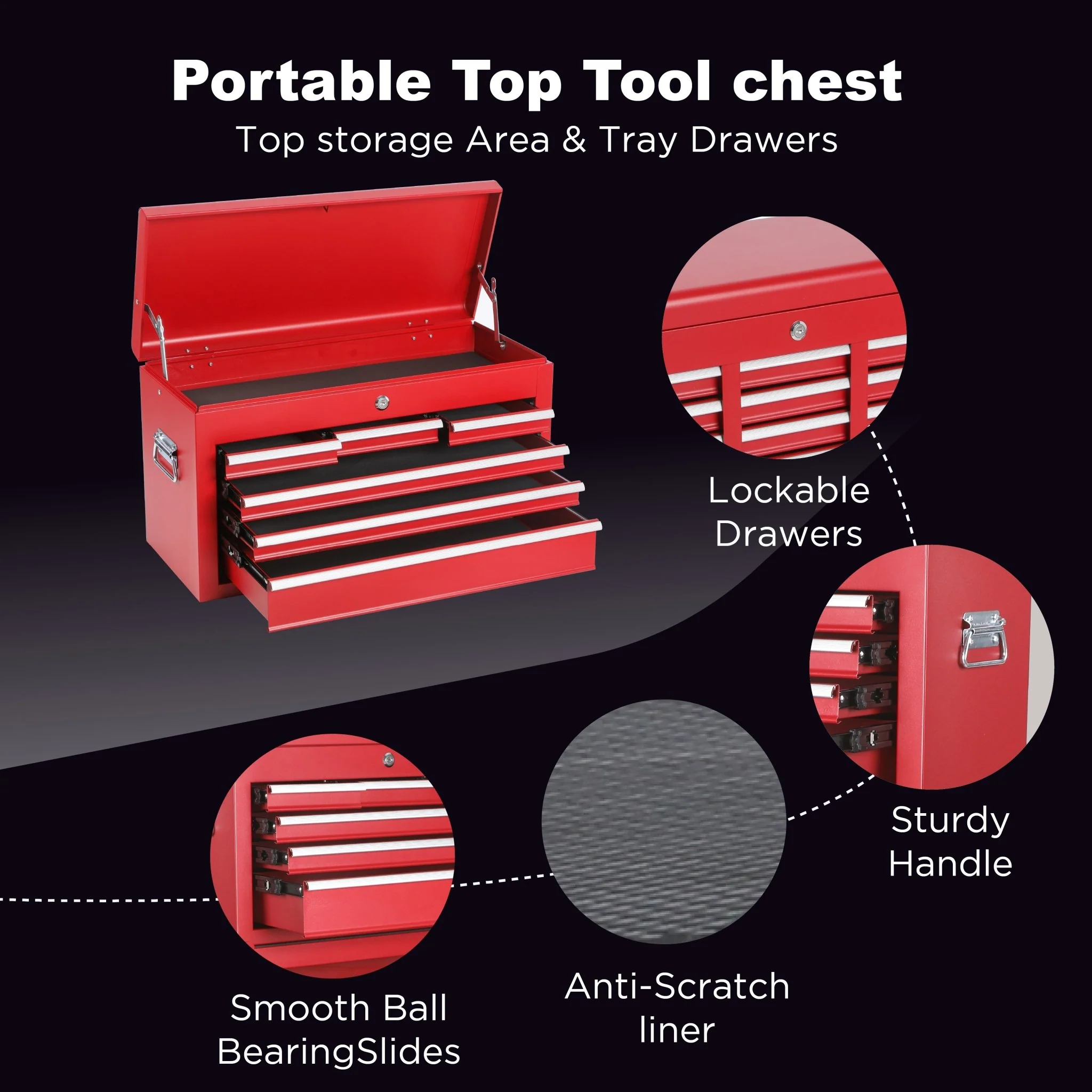 8 Drawer Rolling Tool Cabinet with Casters Heavy Duty Steel Garage Storage – Black Red Blue Orange - Image 21