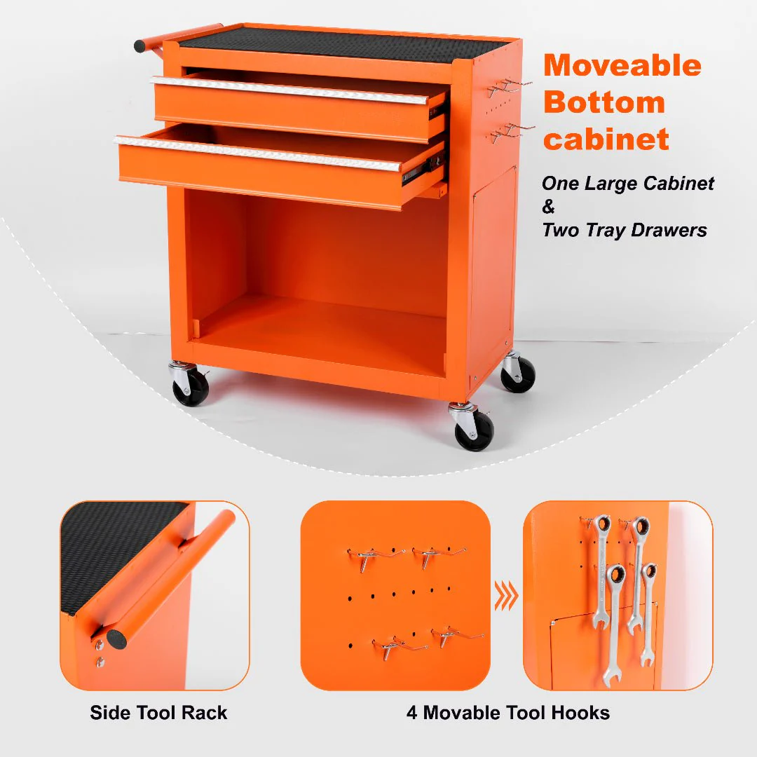 8 Drawer Rolling Tool Cabinet with Casters Heavy Duty Steel Garage Storage – Black Red Blue Orange - Image 32