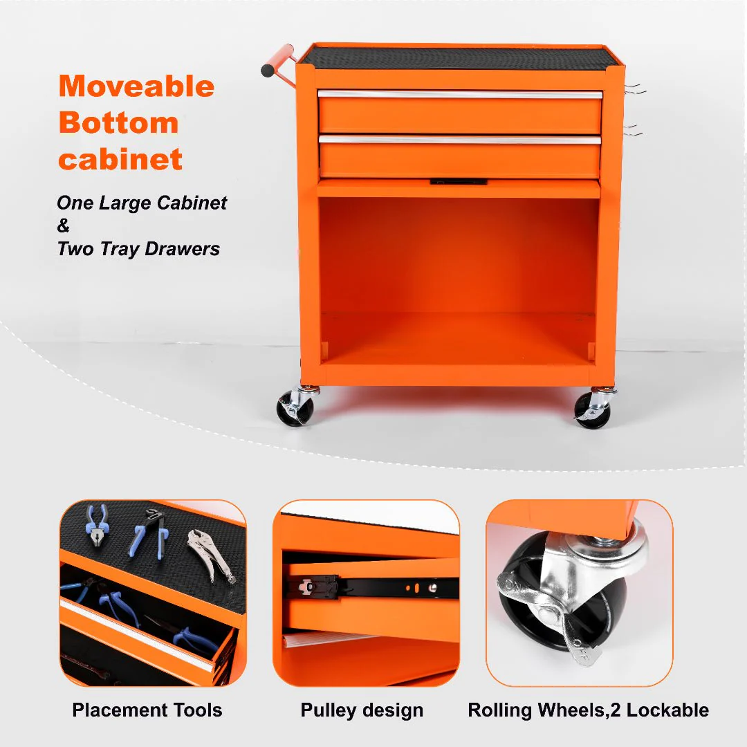8 Drawer Rolling Tool Cabinet with Casters Heavy Duty Steel Garage Storage – Black Red Blue Orange - Image 36