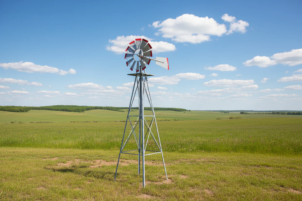 New 8 FT Steel Garden Windmill – Decorative Metal Yard Spinner for Wind Speed & Direction Monitoring 8FTWM