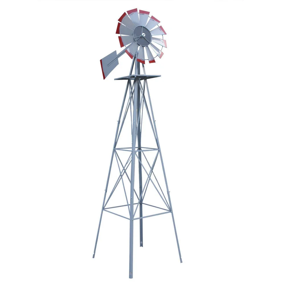 New 8 FT Steel Garden Windmill – Decorative Metal Yard Spinner for Wind Speed & Direction Monitoring 8FTWM - Image 3