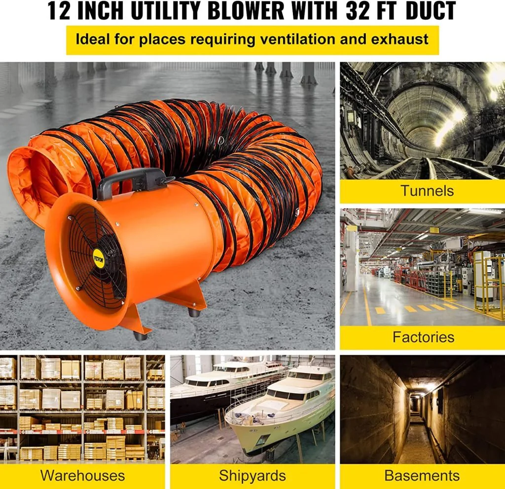 New 8″ High-Velocity Ventilation Blower with 2800 RPM Motor & 32 Ft Flexible PVC Ducting – Industrial Exhaust Fan for Air Circulation & Fume Extraction G001V1 - Image 10