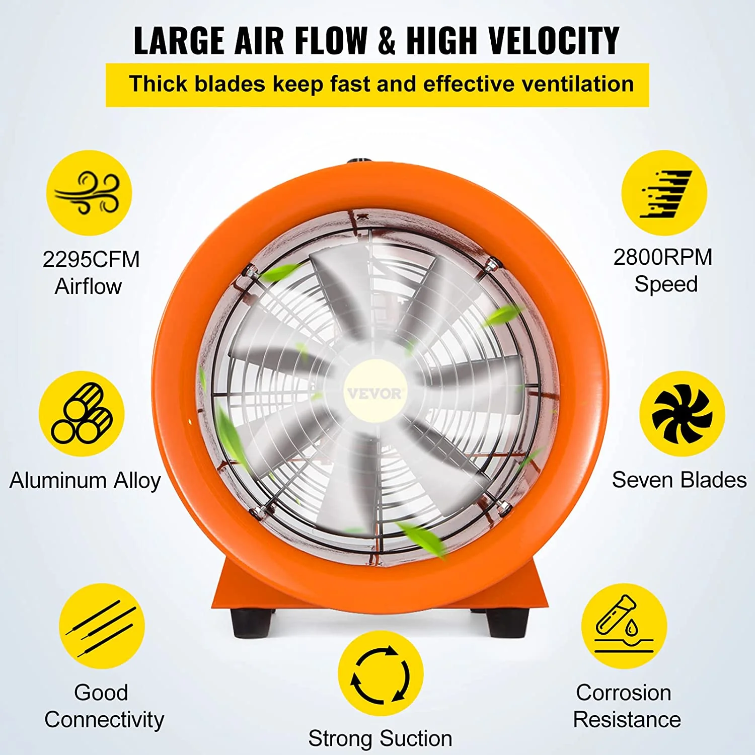 New 8″ High-Velocity Ventilation Blower with 2800 RPM Motor & 32 Ft Flexible PVC Ducting – Industrial Exhaust Fan for Air Circulation & Fume Extraction G001V1 - Image 6