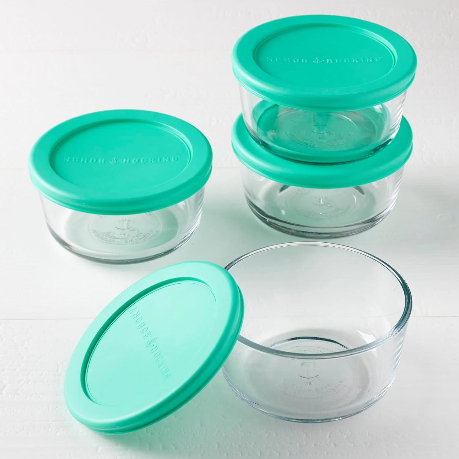 8-Piece Glass Food Storage Containers 2-Cup Round with Lids BPA Free Microwave Oven Safe S1343 - Image 2