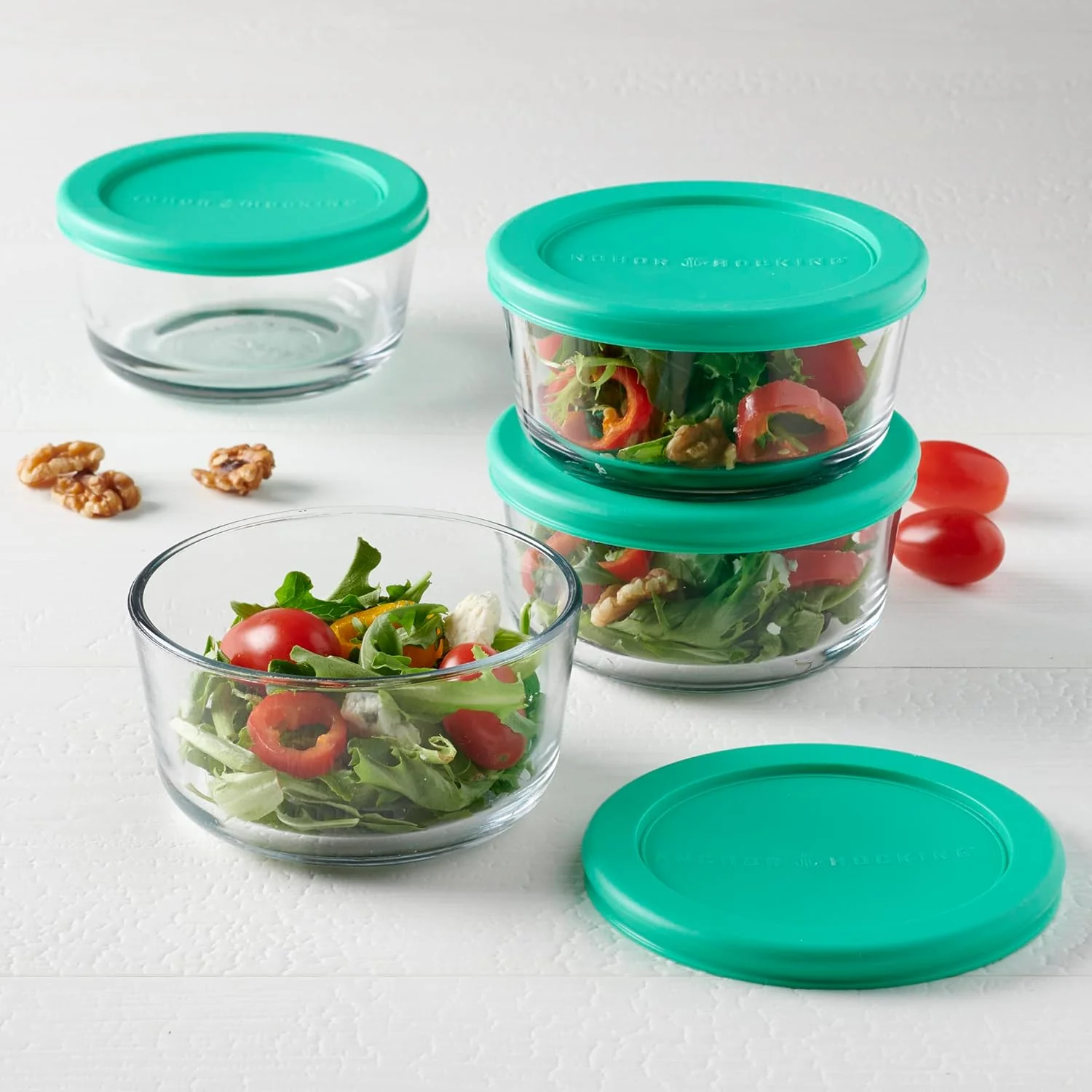 8-Piece Glass Food Storage Containers 2-Cup Round with Lids BPA Free Microwave Oven Safe S1343 - Image 3