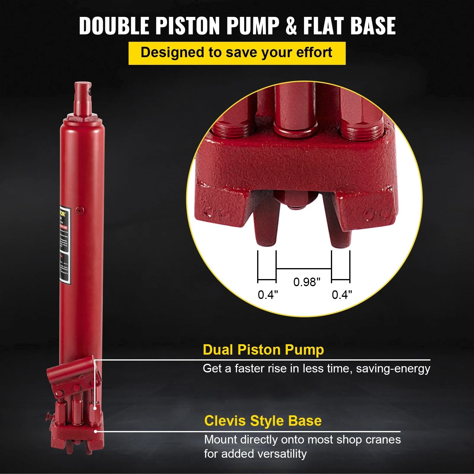 8-Ton Long Ram Hydraulic Jack – 17,636 LB Lifting Capacity | 658073 - Image 3