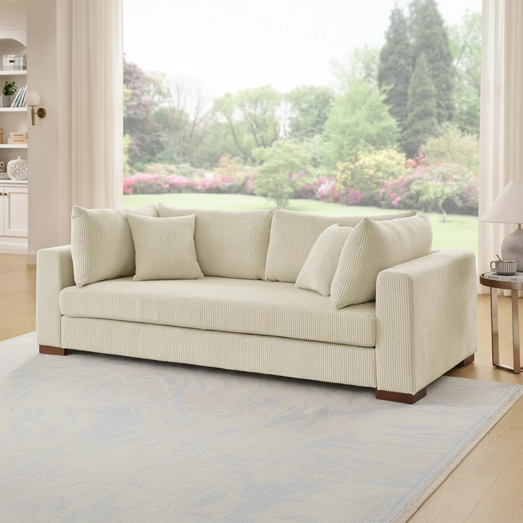 New 89.5" Modern Square Arm Couch – Contemporary Living Room Sofa BT2553