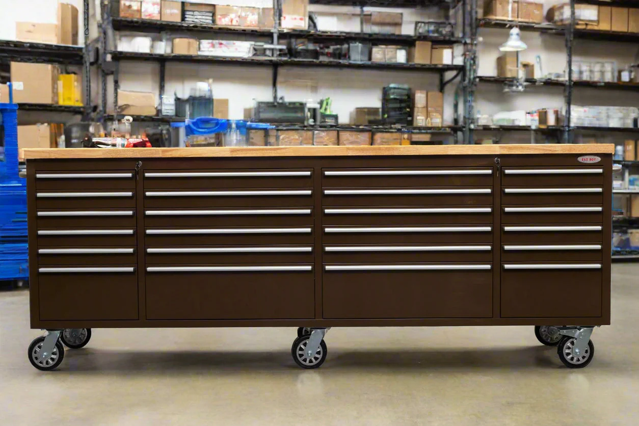 8 FT Fatboy 24-Drawer Heavy-Duty Workbench with Power Outlets & USB Charging – Industrial Tool Bench for Garage & Workshop Organization | - Image 16