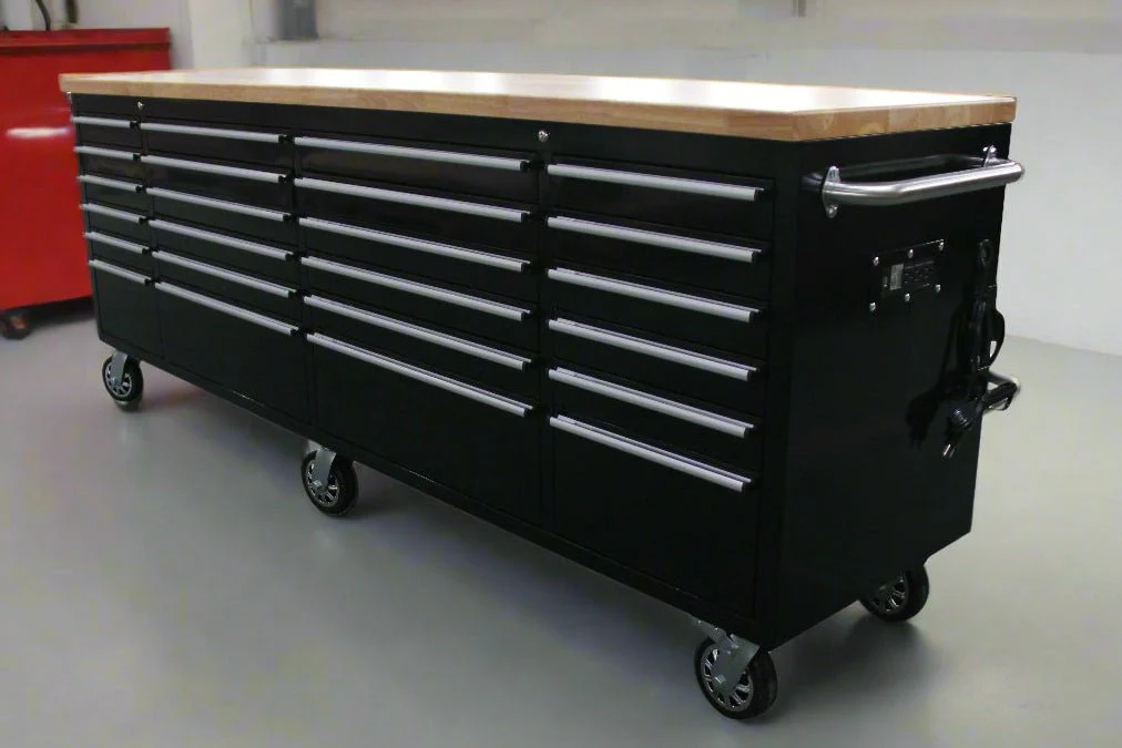 8 FT Fatboy 24-Drawer Heavy-Duty Workbench with Power Outlets & USB Charging – Industrial Tool Bench for Garage & Workshop Organization | - Image 36