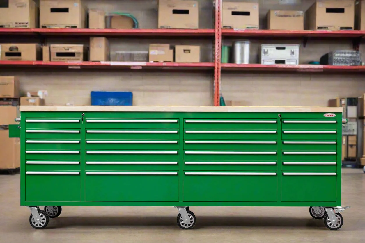 8 FT Fatboy 24-Drawer Heavy-Duty Workbench with Power Outlets & USB Charging – Industrial Tool Bench for Garage & Workshop Organization | - Image 38