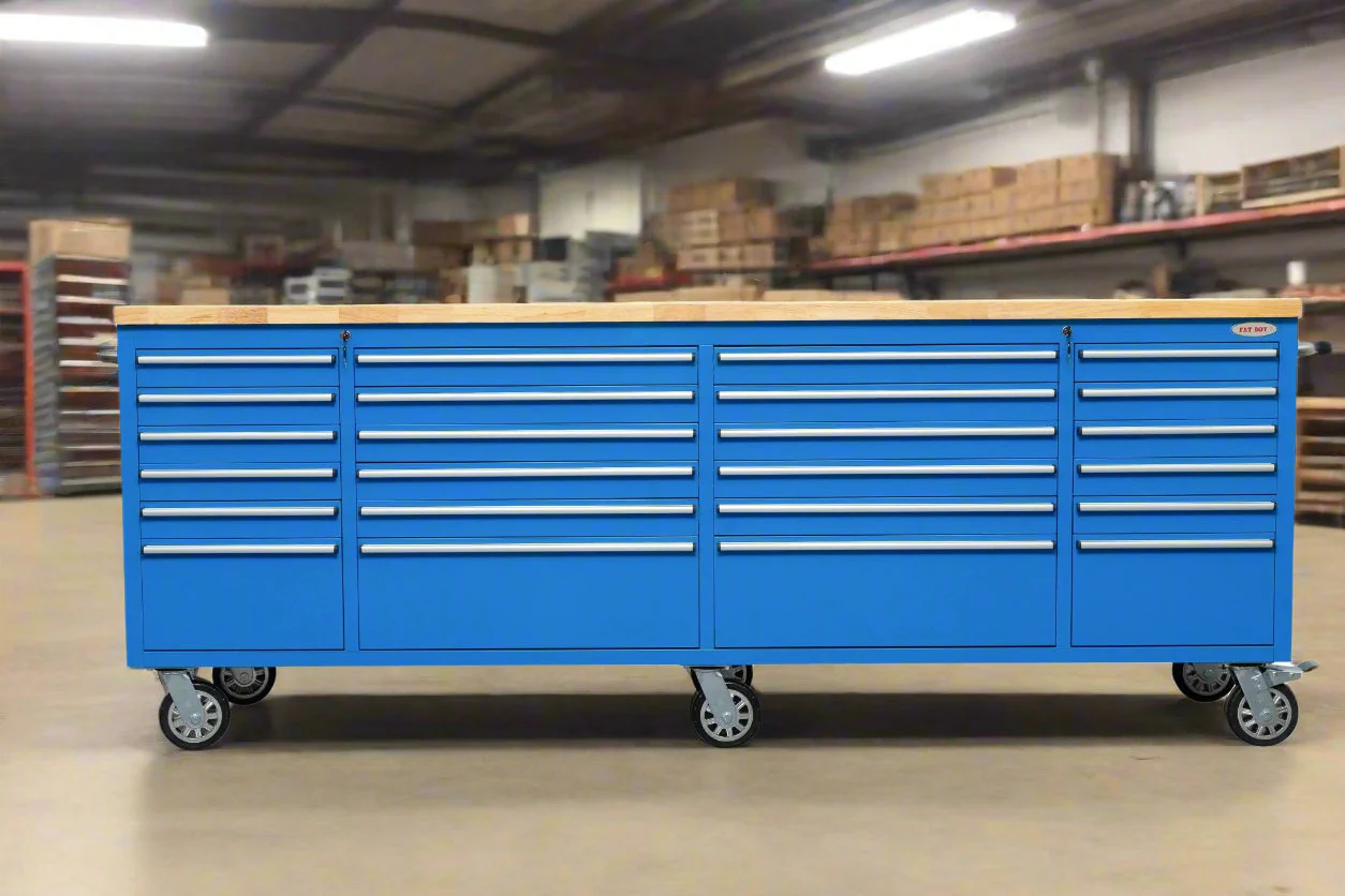 8 FT Fatboy 24-Drawer Heavy-Duty Workbench with Power Outlets & USB Charging – Industrial Tool Bench for Garage & Workshop Organization | - Image 53