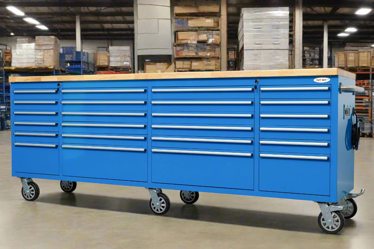 8 FT Fatboy 24-Drawer Heavy-Duty Workbench with Power Outlets & USB Charging – Industrial Tool Bench for Garage & Workshop Organization | - Image 55
