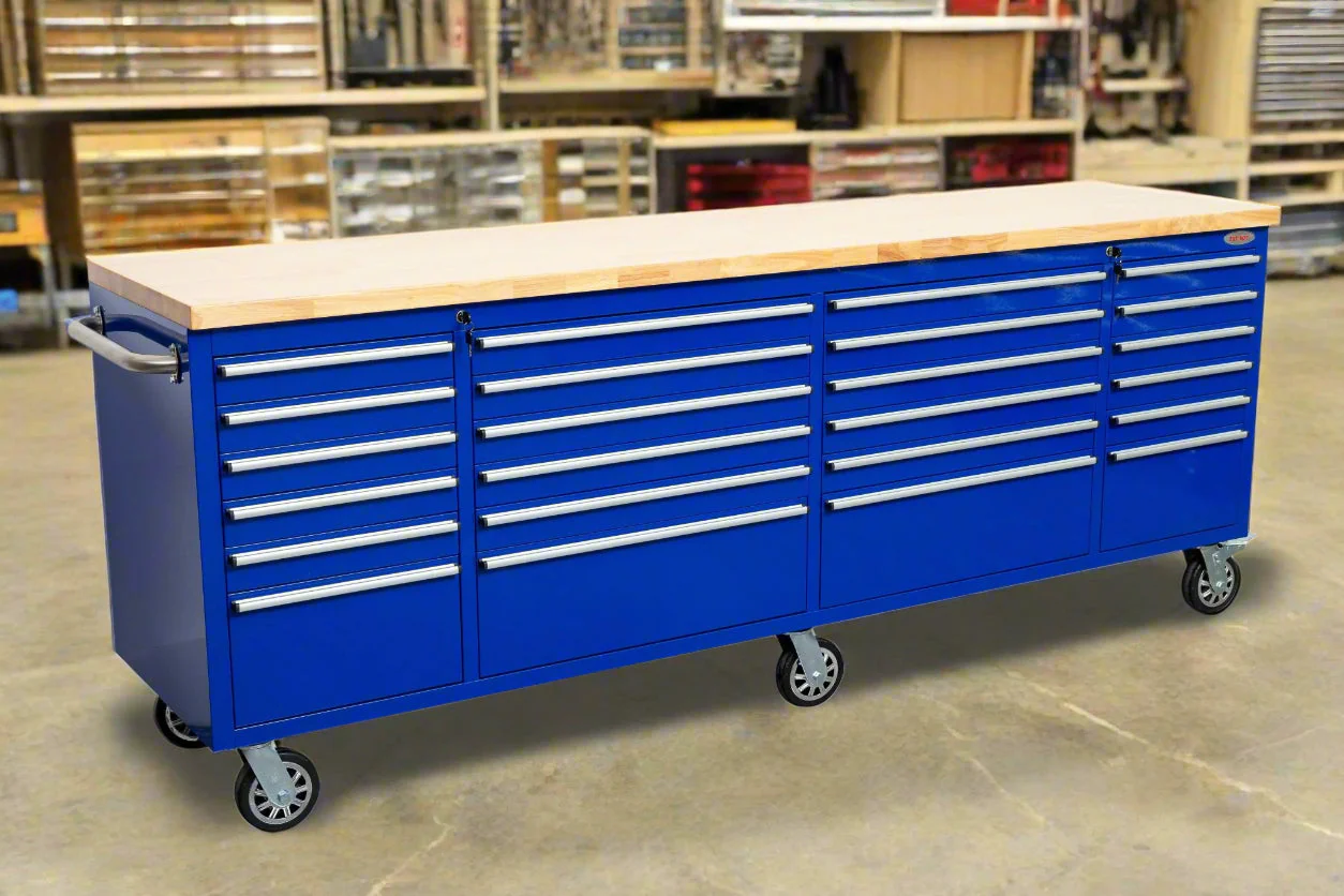 8 FT Fatboy 24-Drawer Heavy-Duty Workbench with Power Outlets & USB Charging – Industrial Tool Bench for Garage & Workshop Organization | - Image 59
