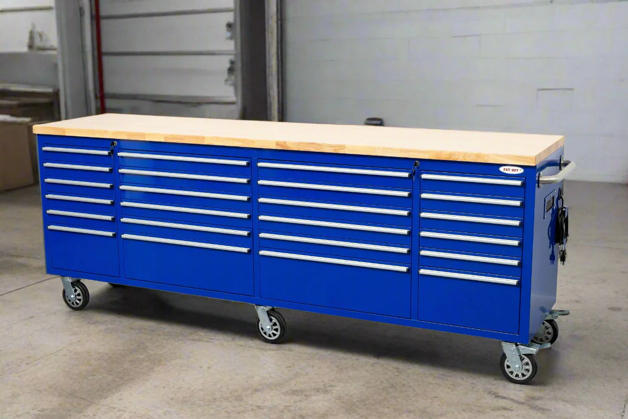 8 FT Fatboy 24-Drawer Heavy-Duty Workbench with Power Outlets & USB Charging – Industrial Tool Bench for Garage & Workshop Organization | - Image 60
