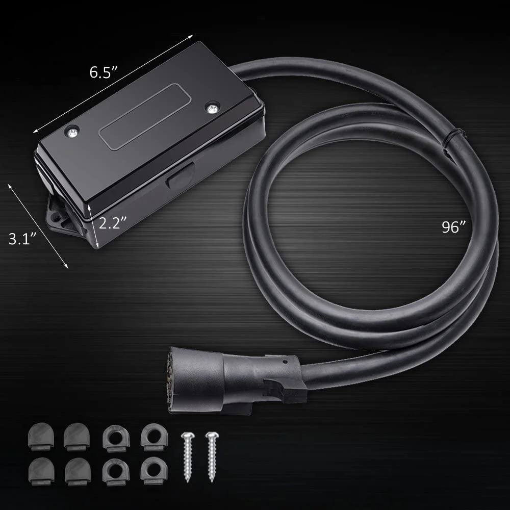 8FT Heavy-Duty 7-Way Trailer Plug & Junction Box – Inline Wiring Harness | 0090038 - Image 3