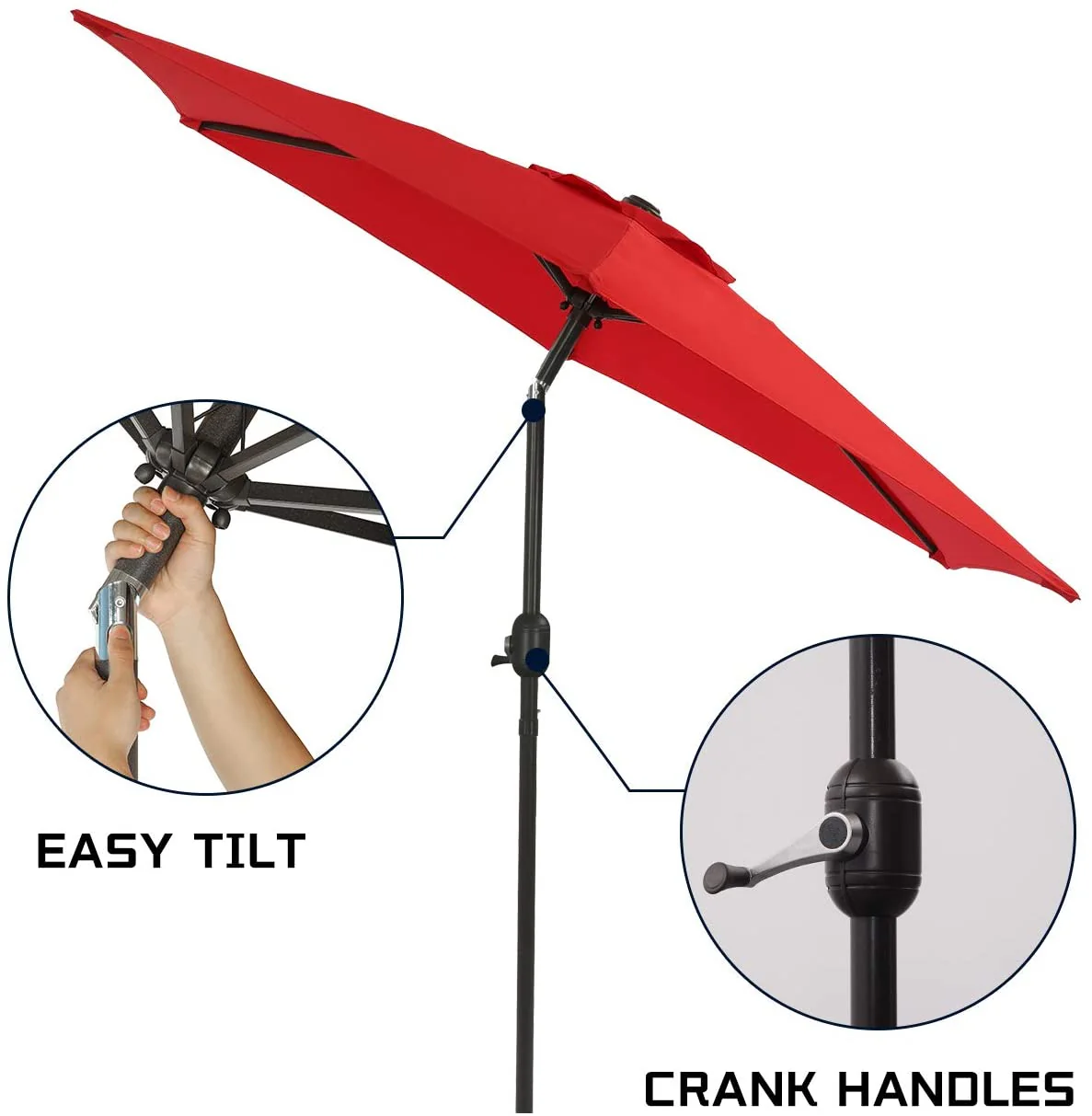 9 FT Patio Outdoor Umbrella with Crank & Tilt – Red or Gray AMMU27 Series - Image 3
