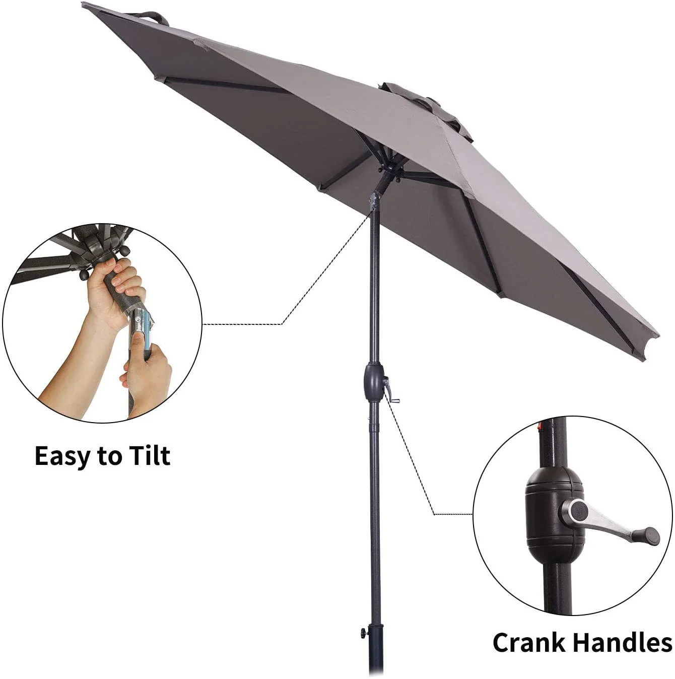 9 FT Patio Outdoor Umbrella with Crank & Tilt – Red or Gray AMMU27 Series - Image 4