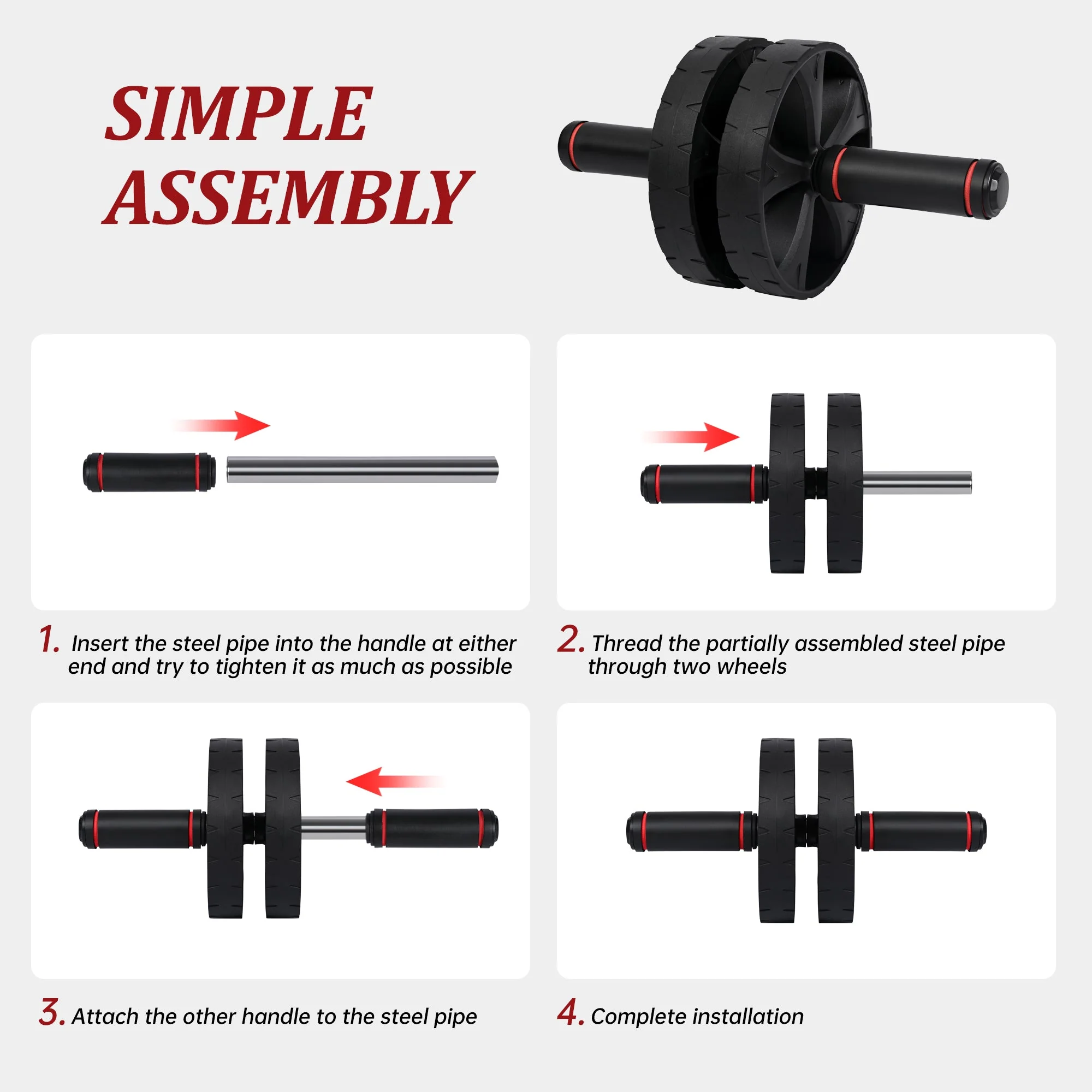 Ab Roller – Automatic Rebound Double-Wheel Core Trainer for Home Workouts | SKU: AMFW001 - Image 4