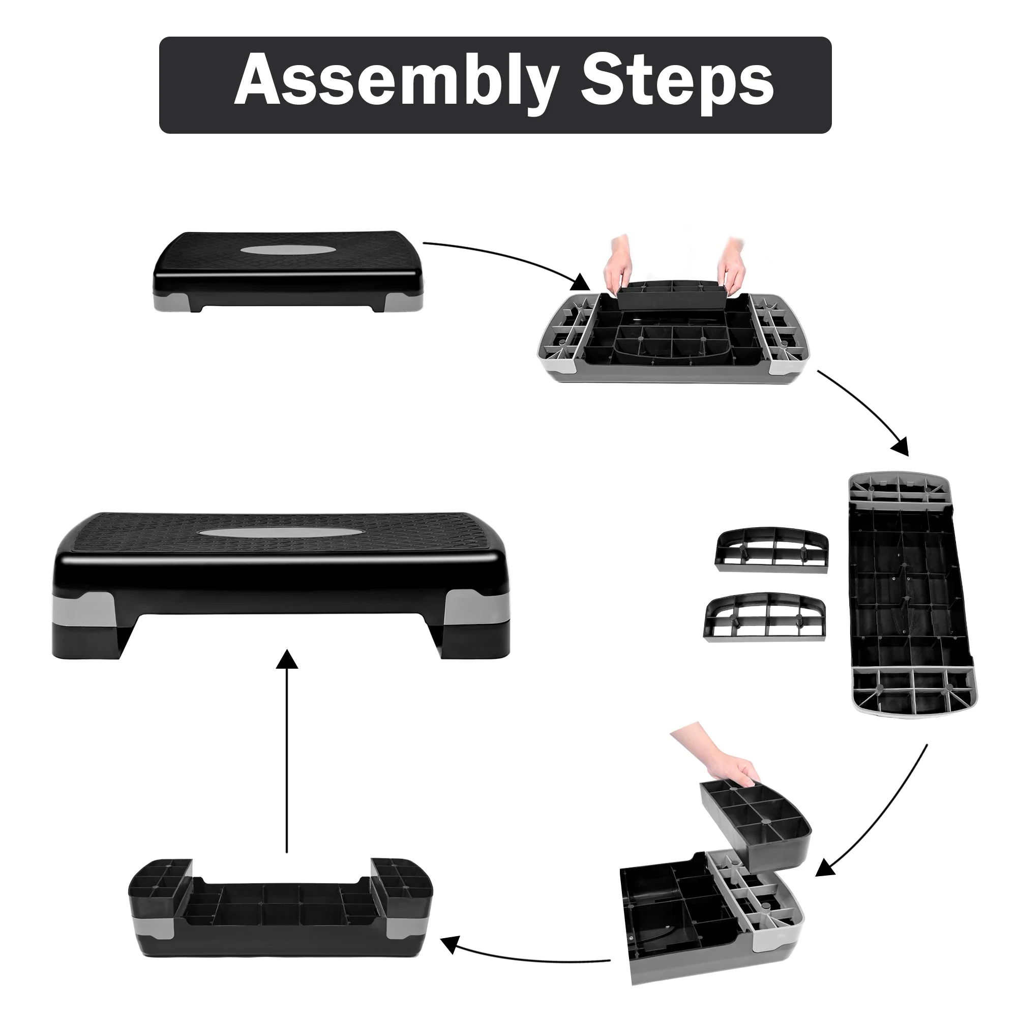 Adjustable Aerobic Step Platform with 4 to 6 Inch Height Levels Slip Resistant Surface Lightweight ABS AMEY68 - Image 3