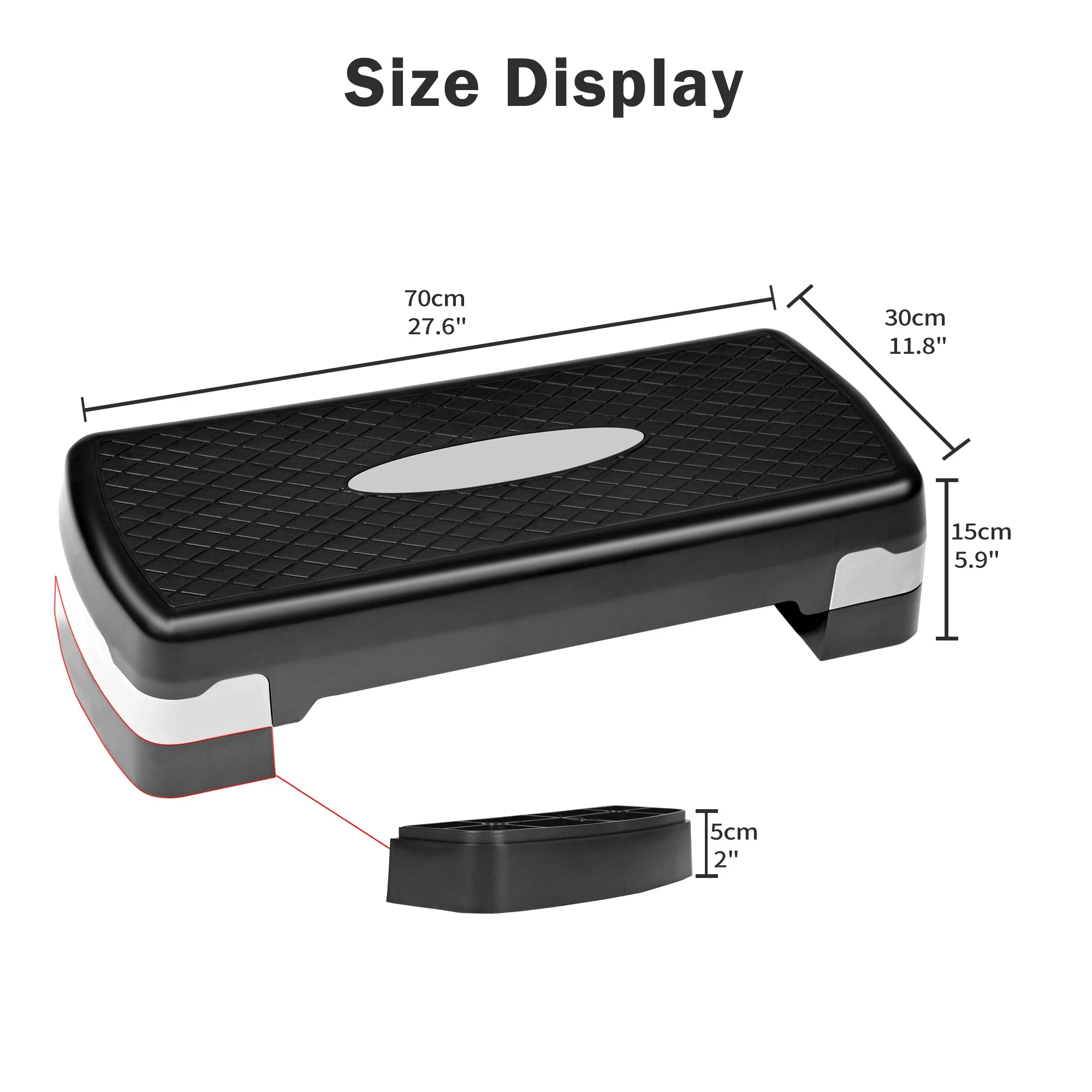Adjustable Aerobic Step Platform with 4 to 6 Inch Height Levels Slip Resistant Surface Lightweight ABS AMEY68 - Image 5