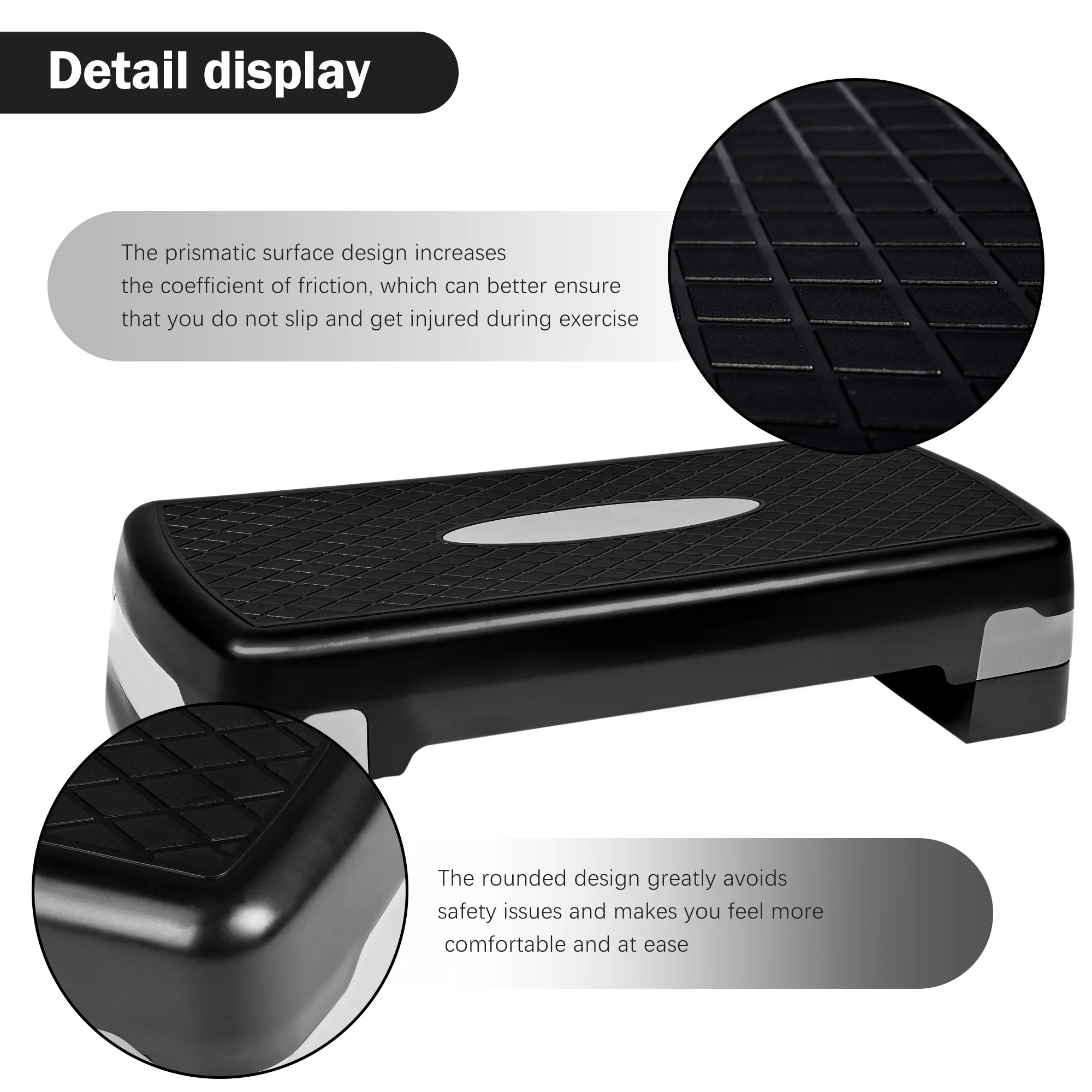 Adjustable Aerobic Step Platform with 4 to 6 Inch Height Levels Slip Resistant Surface Lightweight ABS AMEY68 - Image 6