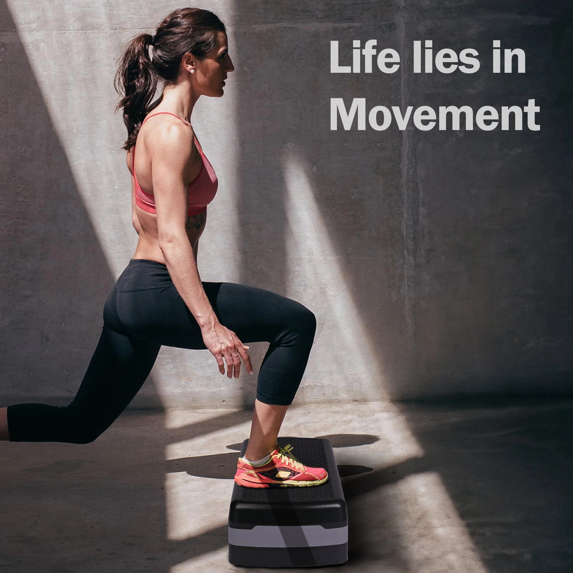 Adjustable Aerobic Step Platform with 4 to 6 Inch Height Levels Slip Resistant Surface Lightweight ABS AMEY68 - Image 8