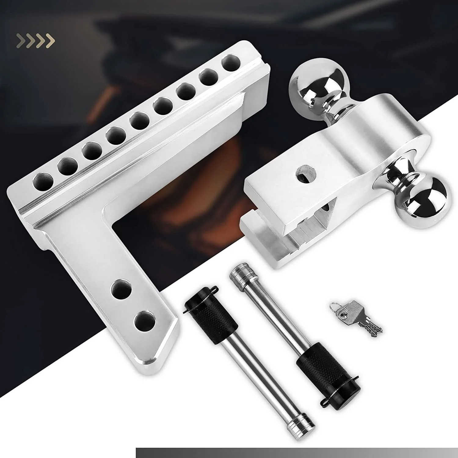 Adjustable Aluminum Trailer Hitch Ball Mount – 8" Drop/Rise, Dual Ball (2" & 2-5/16"), 12,500 lbs Towing Capacity – Fits 2" Receiver - Image 5