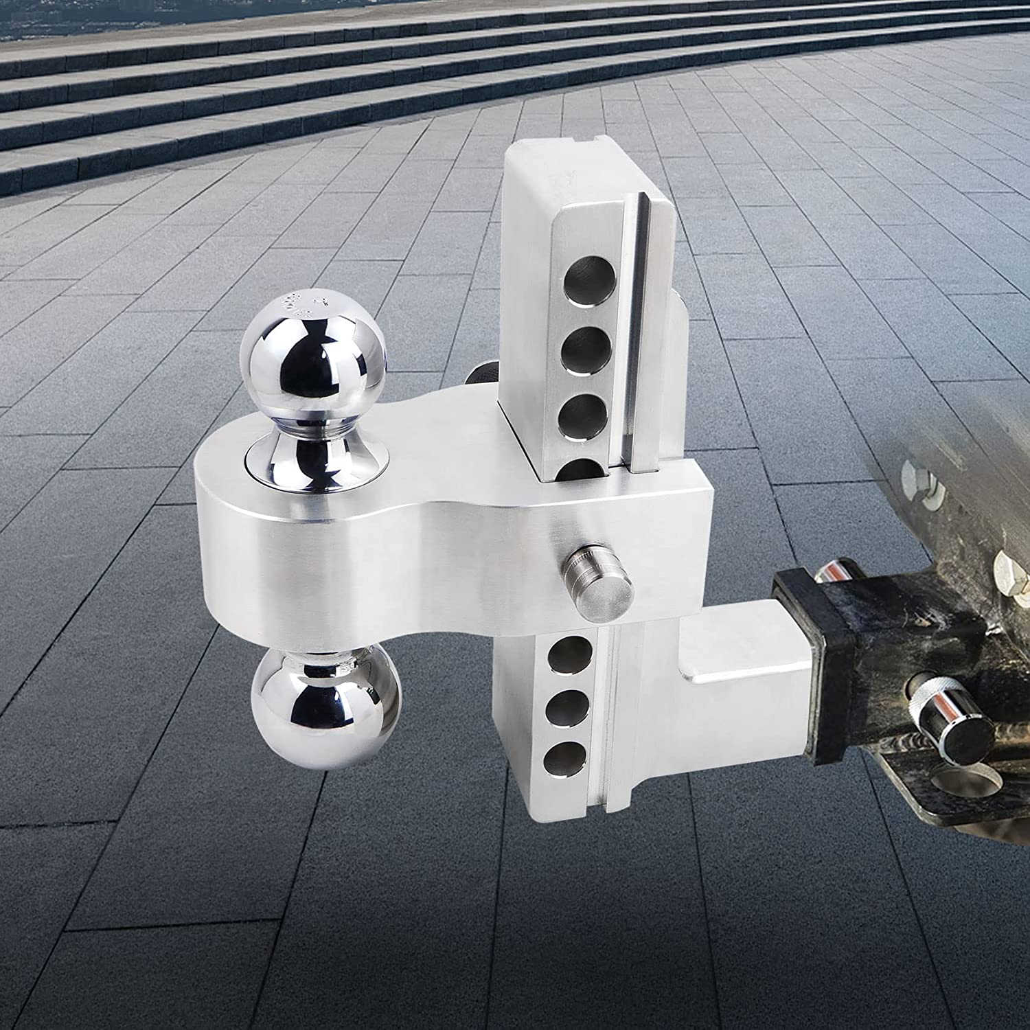 Adjustable Aluminum Trailer Hitch Ball Mount – 8" Drop/Rise, Dual Ball (2" & 2-5/16"), 12,500 lbs Towing Capacity – Fits 2" Receiver - Image 6