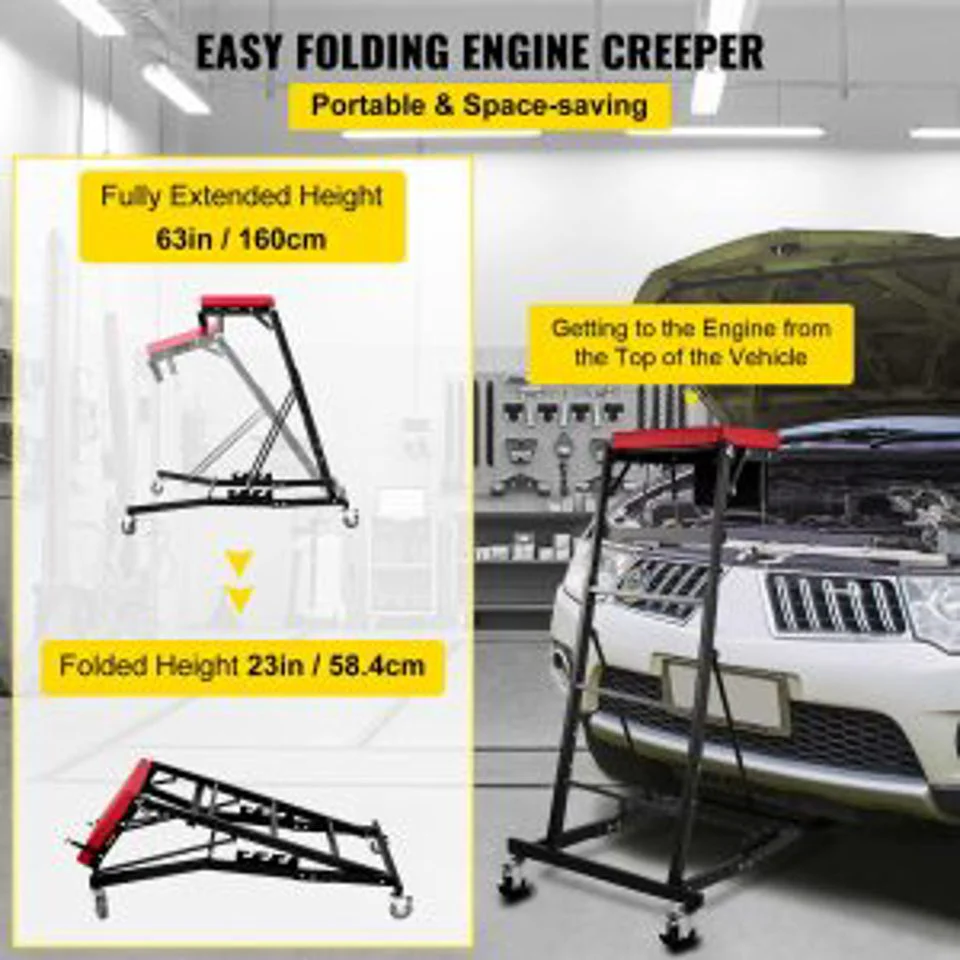 New 400 LBS High-Top Automotive Engine Creeper – Adjustable Over-Engine Work Stand 628520 S1137 - Image 3