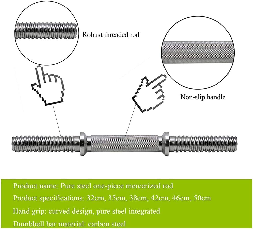 Adjustable Chrome Dumbbell Bar Set 35.5cm – Standard 25mm Weight Plate Bar Handles with Star Lock Collars – STDBH14 - Image 2