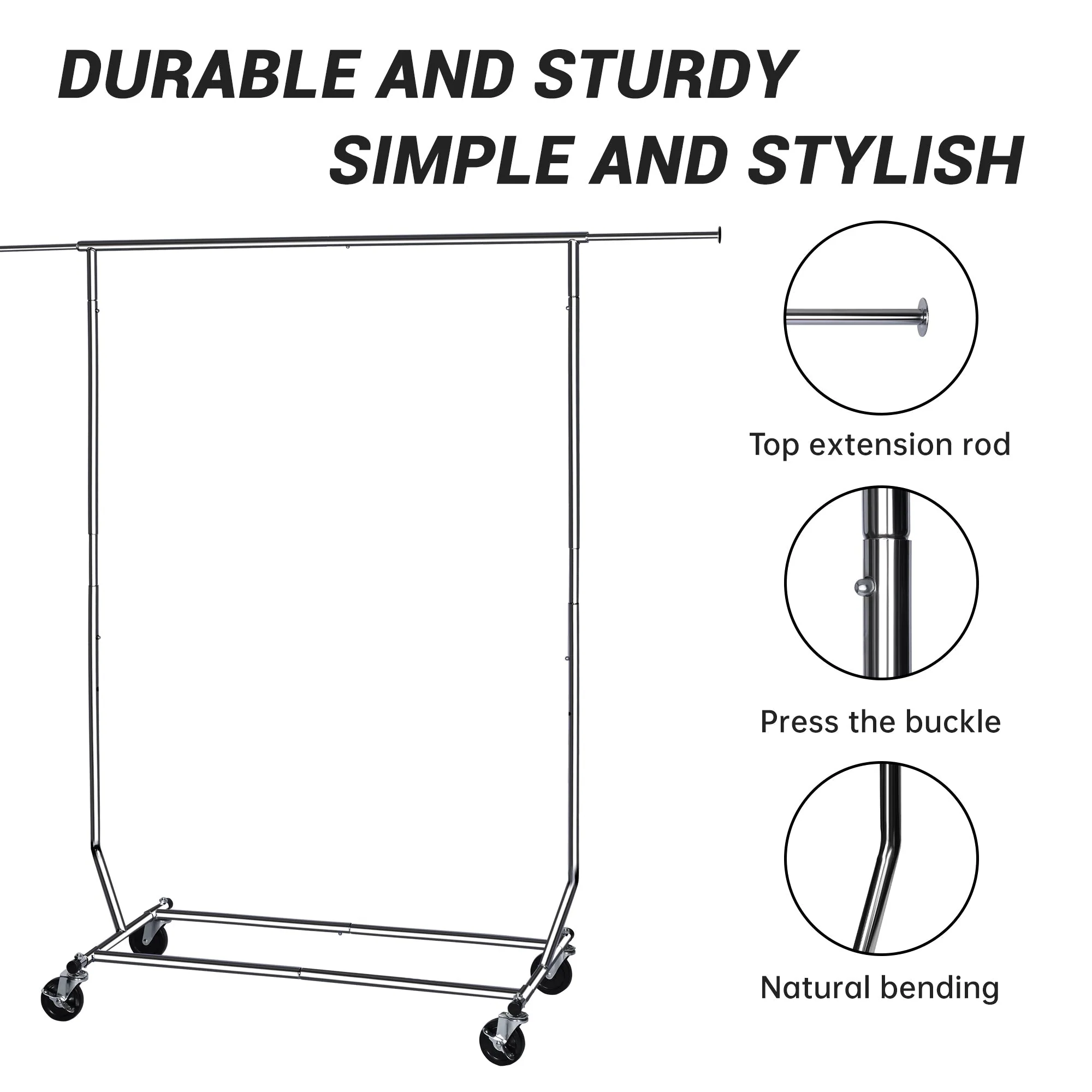 Adjustable Heavy-Duty Clothing Racks | Single & Double Rail with Wheels