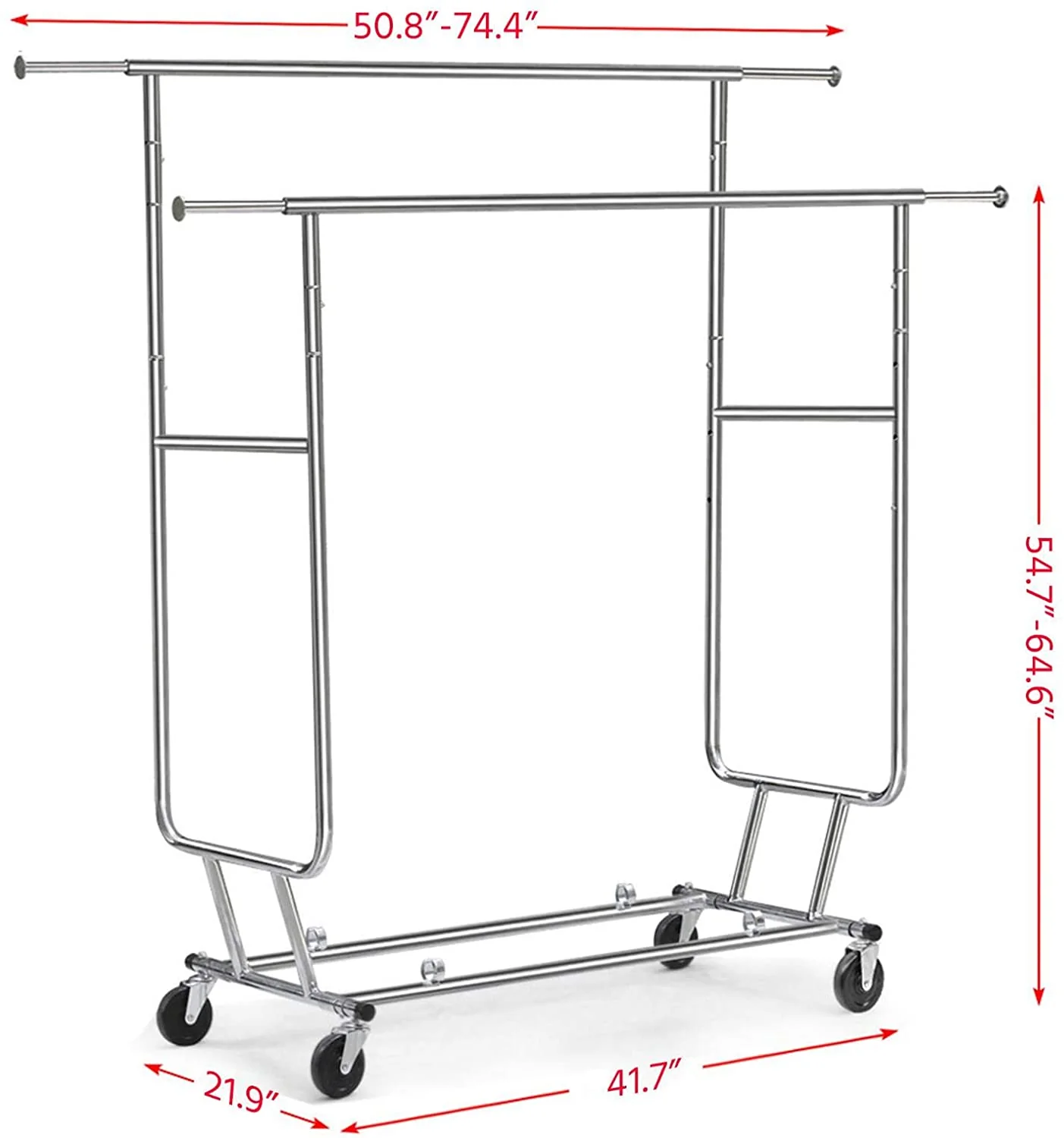 Adjustable Heavy-Duty Clothing Racks | Single & Double Rail with Wheels - Image 5