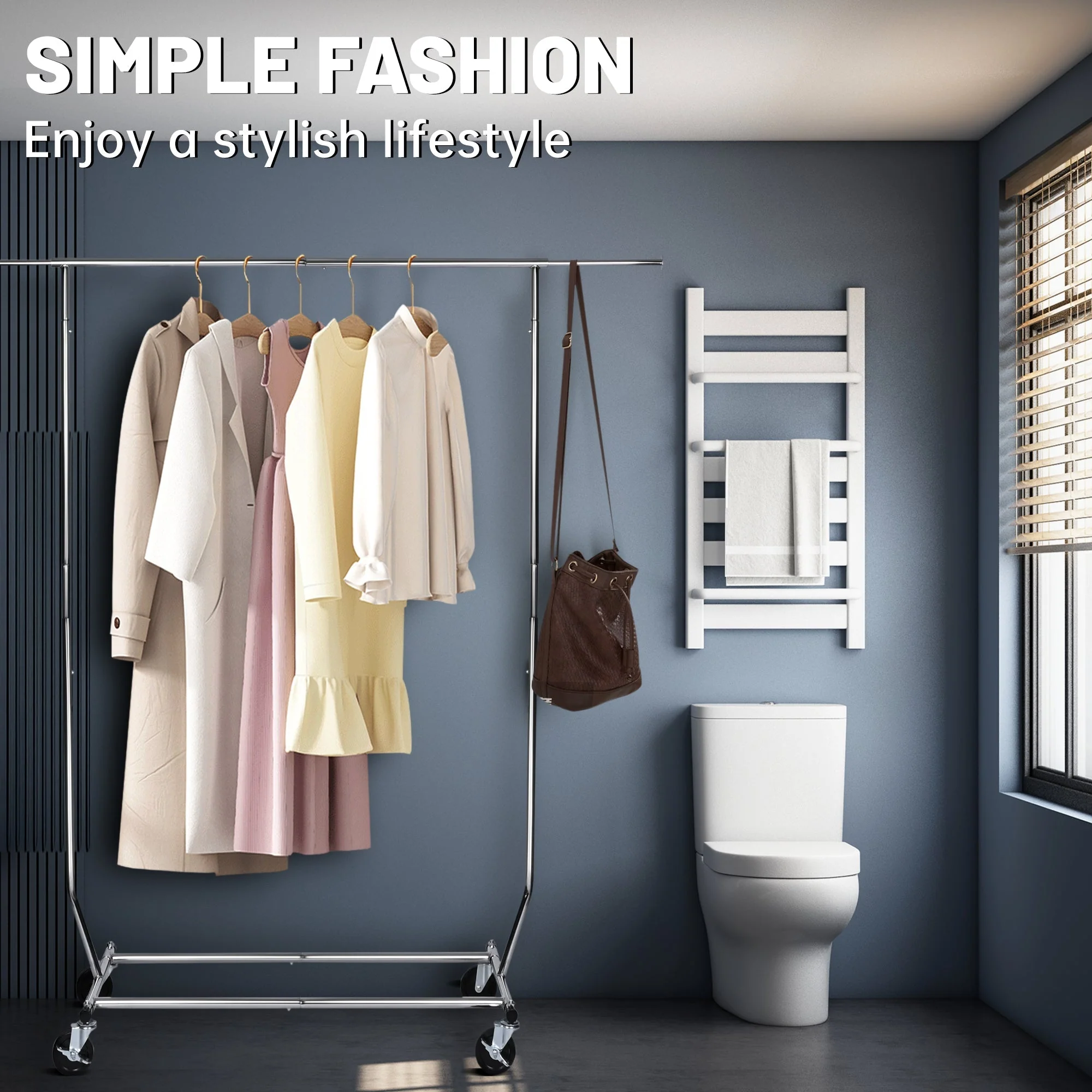 Adjustable Heavy-Duty Clothing Racks | Single & Double Rail with Wheels - Image 8
