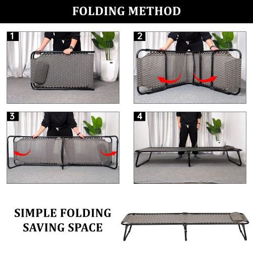 Adjustable Folding Patio Chaise Lounge Chair – Black Outdoor Recliner | SKU: AMLB131B - Image 3